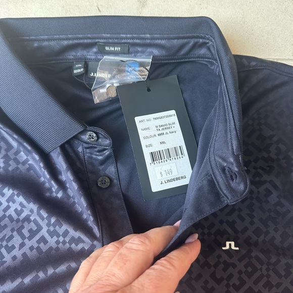 NWT J Lindenberg Size XXL Slim Golf Polo Navy Blue - Picture 3 of 10